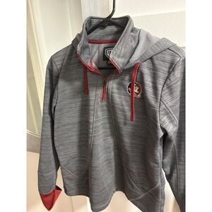 Florida State Seminoles OTS Womens Medium Grey Garnet 1/4 Zip Fleece Hoodie FSU